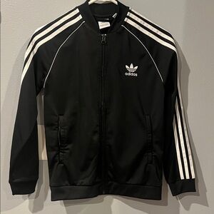adidas Black Jacket with White Three-Stripes